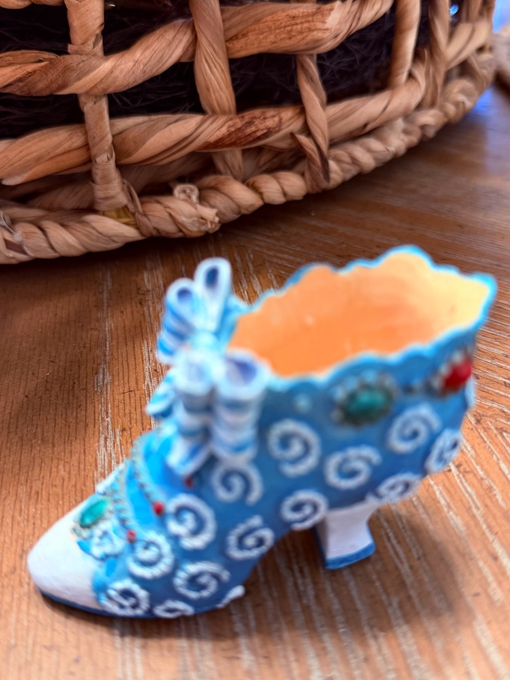 Blue Decorative Vintage-Style Shoe Trinket Dish
